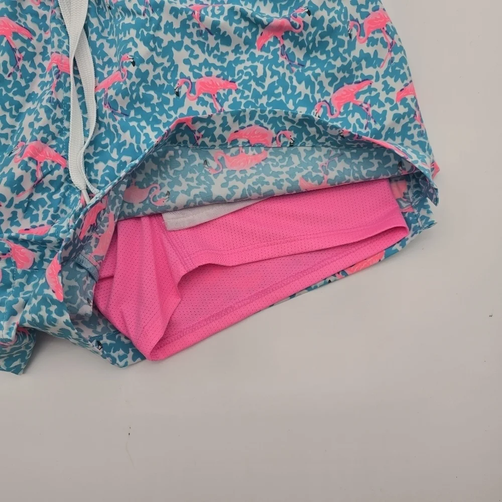 Chubbies Swim Trunks Mens Pink Blue Domingos Flamingos Boxer Shorts Liner